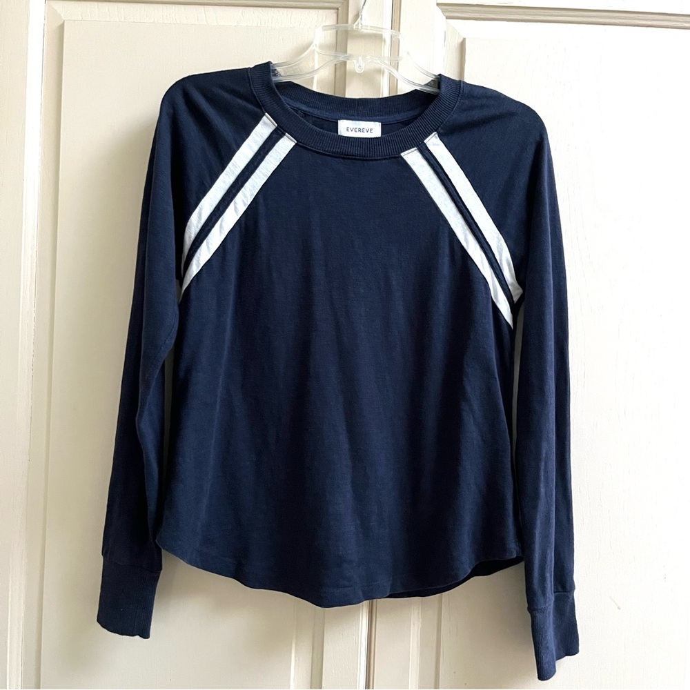 Evereve Women's Navy Blue Raglan Sleeve Shirt Size XS
